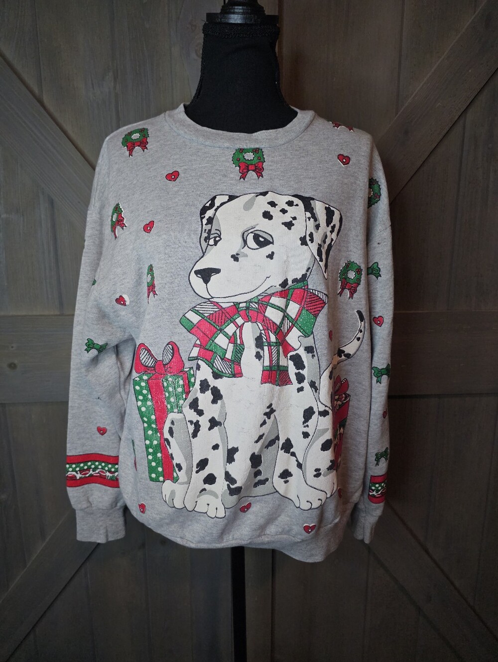 Vintage Karen Black Dalmatian Christmas Sweatshirt sz Large